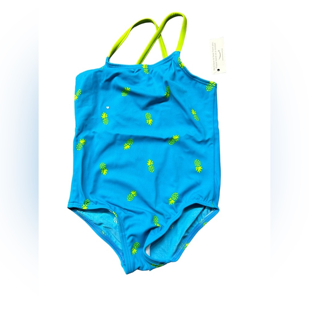 AMAZON ESSENTIALS one piece Baby Swimsuit swimwear Blue Pineapple 24 Months NWT
